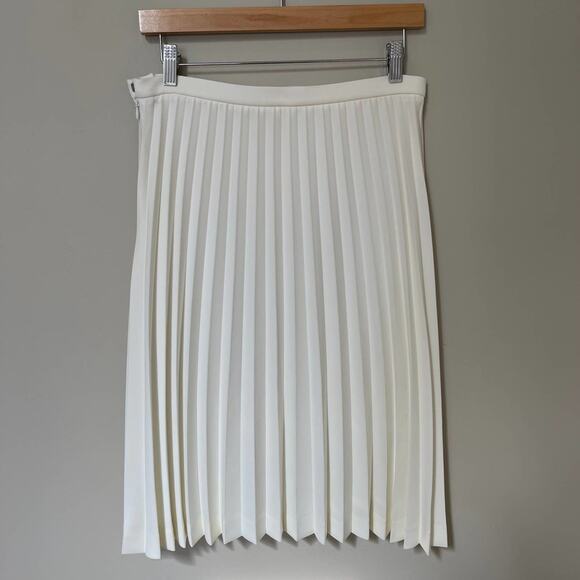 KATE HILL White Pleated Tennis Accordion Skirt Size 6 Petite - Picture 2 of 8